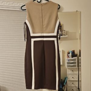 Calvin Klein Beige and Dark Brown Mini Dress